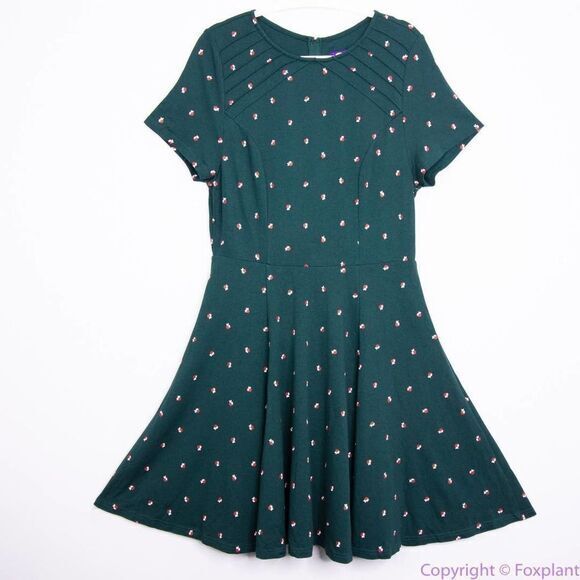 Unique Vintage X GB Green Apple Print Fit And Flare Dress, 0XL - Picture 2 of 16